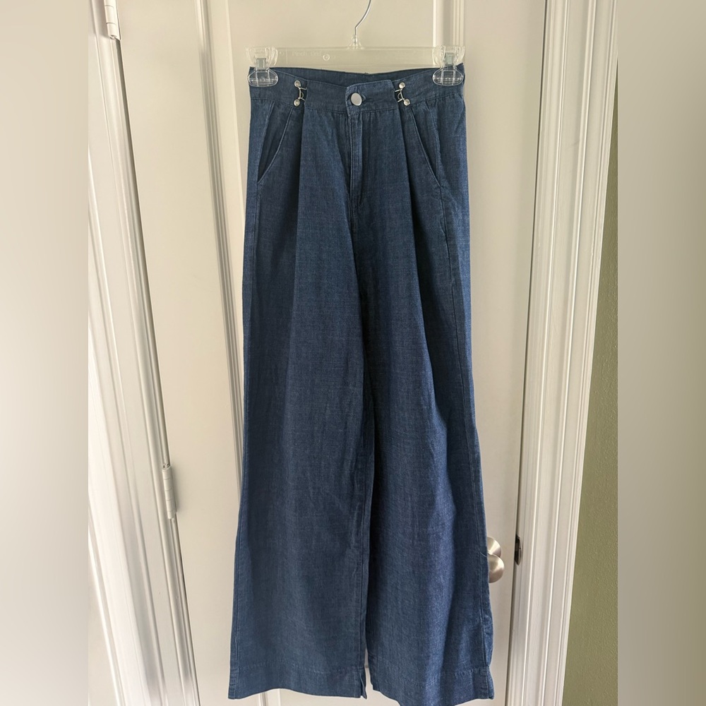 Wide-Leg Denim Pants